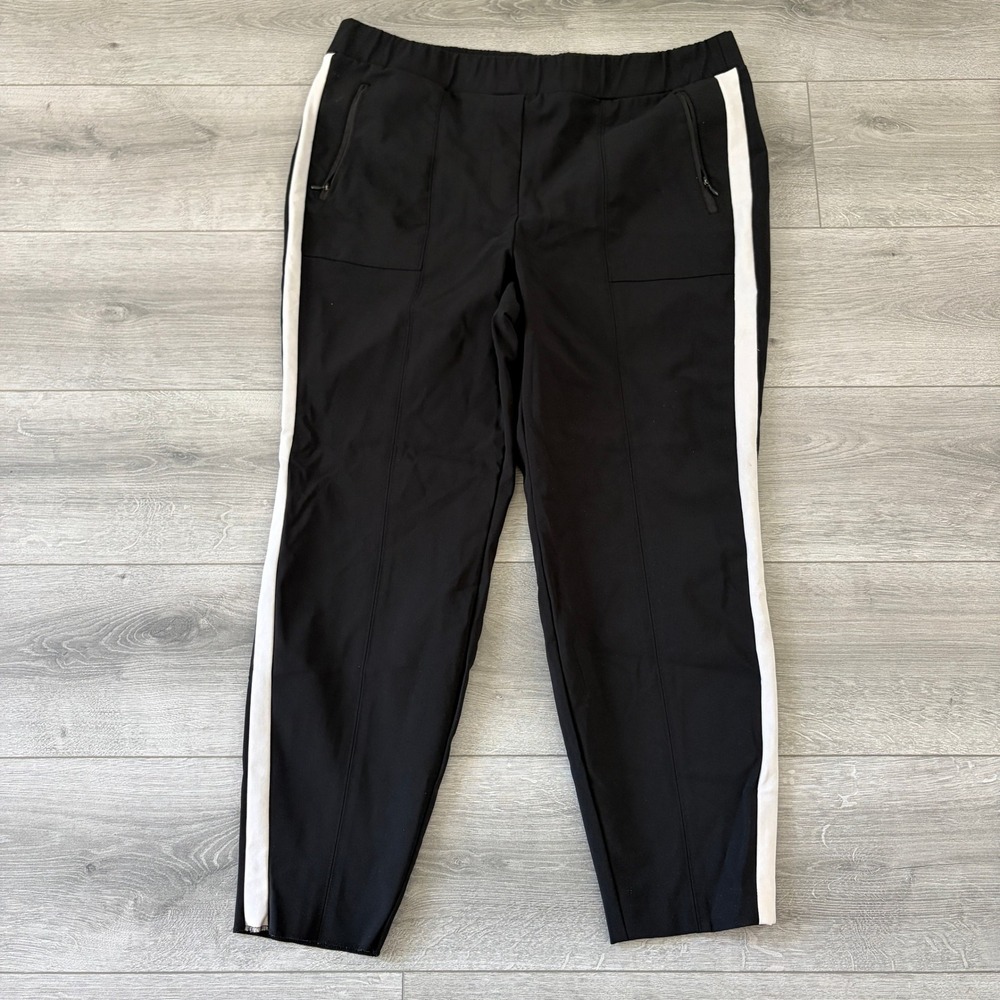 Lane Bryant Black White Side Stripe Nylon Pants Womens 18 Plus Size Athleisure